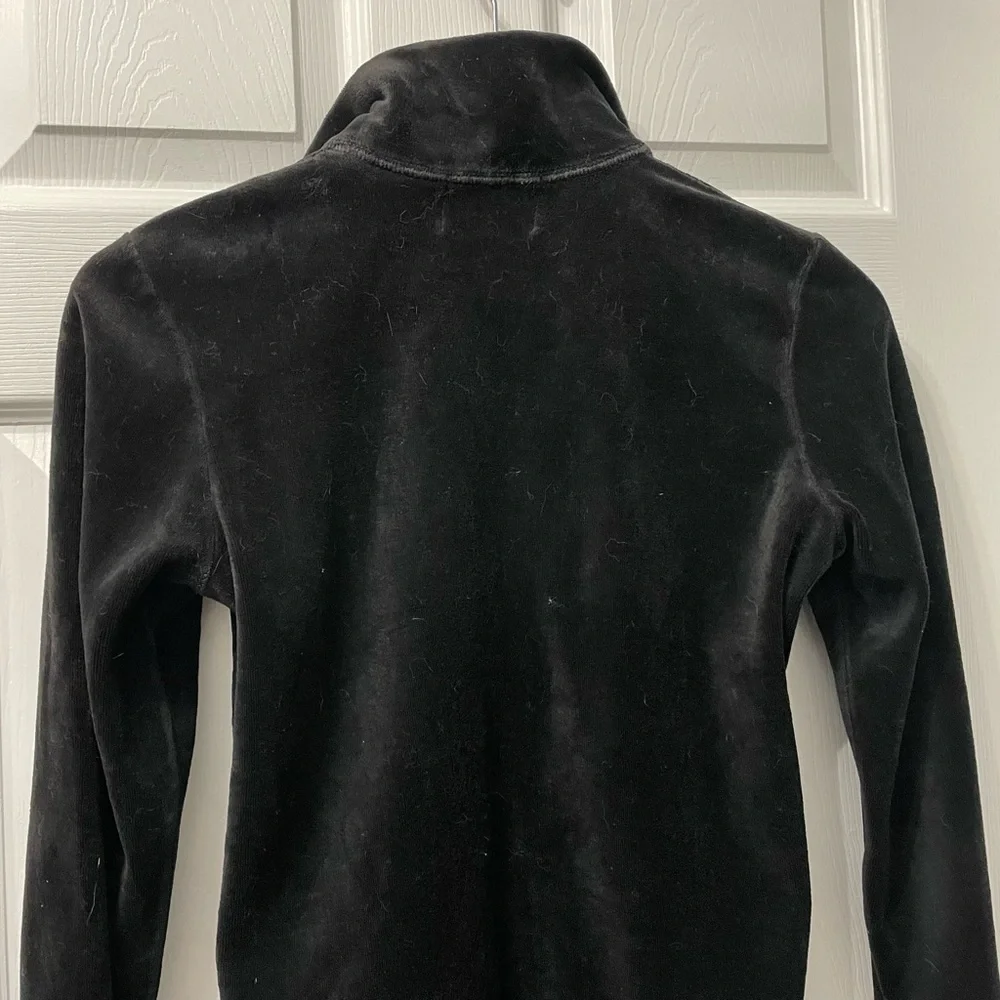 Y2K Juicy Couture Sweater Tracksuit Jacket Black Velour Full Zip Pockets Medium - Picture 8 of 10